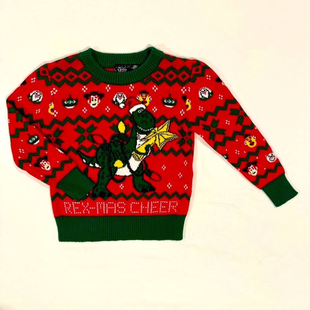 Toy Story Rex Ugly Christmas Sweater Boys 12M Rex-Mas Cheer Dinosaur Woody Pixar